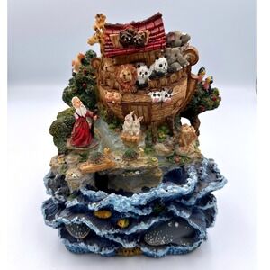 VTG Noah's Ark Animal Figurine Resin Sculpture Waterfall Display Decor WORKS!